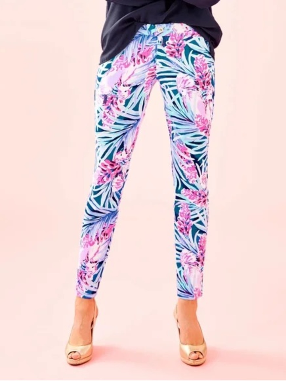 Lily Pulitzer Women’s Kelly Knit Printed Mr. Peacock Tweethearts Pants Size 2